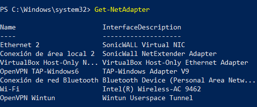  Get-NetAdapter